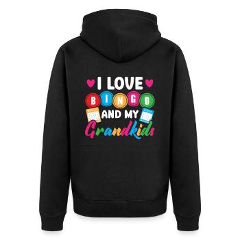 J’adore le bingo et mes petits-enfants Casino Bingo Grand-mère - Veste à capuche bio Premium Unisexe - noir - Dos - Nico (187cm)