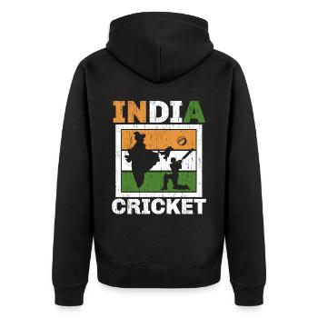 Indien Cricketspieler Cricketspieler Schläger und Ball Sport - Unisex Premium Bio Zip Hoodie - Schwarz - Hinten - Nico (187cm)