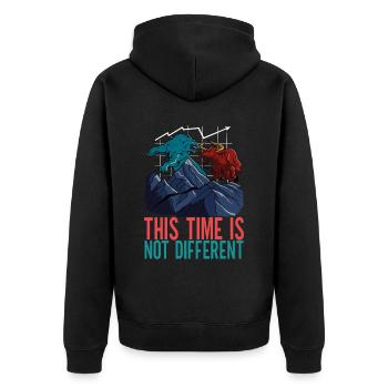 Aktien Aktionär Investor - Unisex Premium Bio Zip Hoodie - Schwarz - Hinten - Nico (187cm)