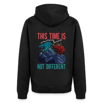 Aktien Aktionär Investor - Unisex Premium Bio Zip Hoodie - Schwarz - Hinten - Nico (187cm)