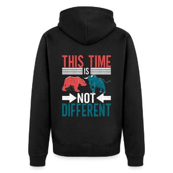 Aktien Aktionär Investor - Unisex Premium Bio Zip Hoodie - Schwarz - Hinten - Nico (187cm)