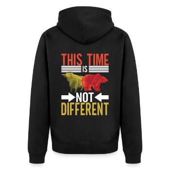 Shares Shareholder Investor - Unisex Premium Organic Zip Hoodie - black - Back - Nico (187cm)