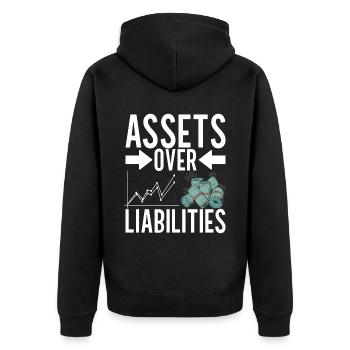 Shares Shareholder Investor - Unisex Premium Organic Zip Hoodie - black - Back - Nico (187cm)