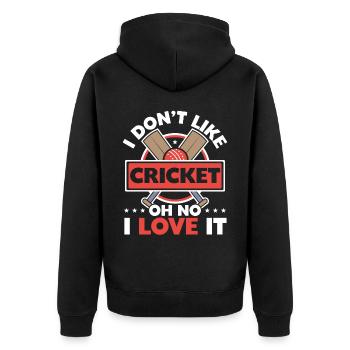 Ich mag Cricket nicht oh nein ich liebe es Cricketspieler - Unisex Premium Bio Zip Hoodie - Schwarz - Hinten - Nico (187cm)