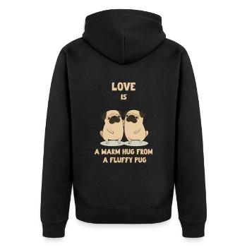 L’amour est un câlin chaleureux d’un carlin moelleux - Veste à capuche bio Premium Unisexe - noir - Dos - Nico (187cm)