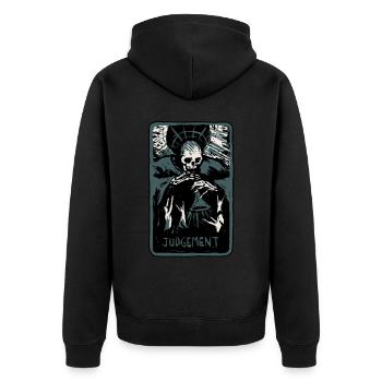 Judgement Skeleton Skull Tarot Card - Unisex Premium Bio Zip Hoodie - Schwarz - Hinten - Nico (187cm)