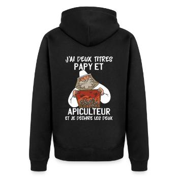 Papy Et Apiculteur - Veste à capuche bio Premium Unisexe - noir - Dos - Nico (187cm)