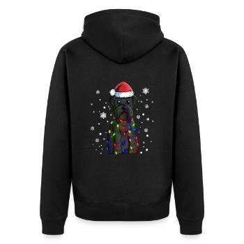 Schnauzer giant schnauzer with Christmas hat - Unisex Premium Organic Zip Hoodie - black - Back - Nico (187cm)