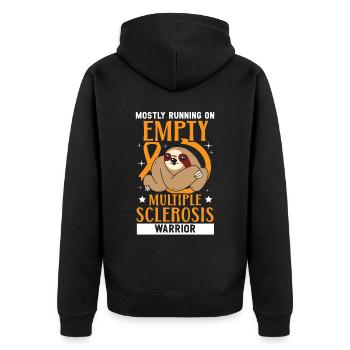Meistens läuft auf leerem Multiple-Sklerose-Krieger - Unisex Premium Bio Zip Hoodie - Schwarz - Hinten - Nico (187cm)