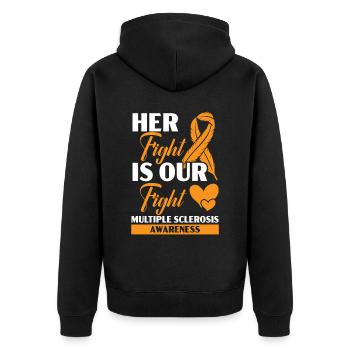 Her Fight Is Our Fight Multiple Sclerosis - Unisex Premium Organic Zip Hoodie - black - Back - Nico (187cm)