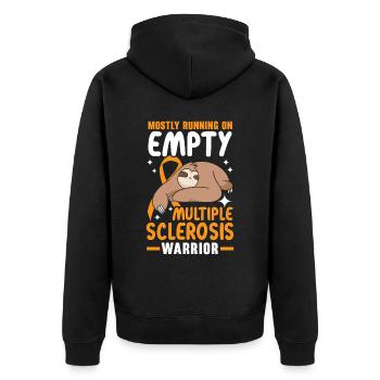 Meistens läuft auf leerem Multiple-Sklerose-Krieger - Unisex Premium Bio Zip Hoodie - Schwarz - Hinten - Nico (187cm)