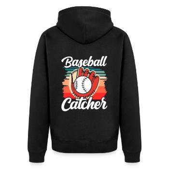 Receveur de baseball Joueur de baseball Hobby - Veste à capuche bio Premium Unisexe - noir - Dos - Nico (187cm)