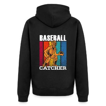 Receveur de baseball Joueur de baseball Hobby - Veste à capuche bio Premium Unisexe - noir - Dos - Nico (187cm)