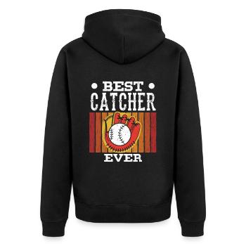Best Catcher Ever Catcher Baseball Hobby - Unisex Premium Organic Zip Hoodie - black - Back - Nico (187cm)