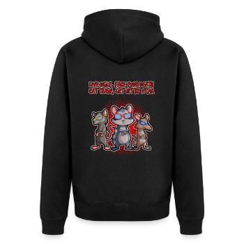 Opossum Design für Possum Fans und Opossum Fans - Unisex Premium Bio Zip Hoodie - Schwarz - Hinten - Nico (187cm)