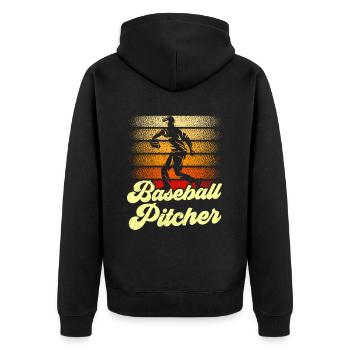 Baseball Pitcher Spieler Werfer Hobby - Unisex Premium Bio Zip Hoodie - Schwarz - Hinten - Nico (187cm)