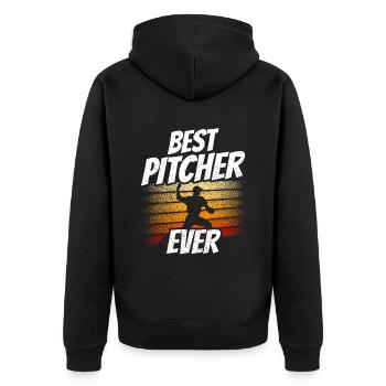 Bester Baseball Pitcher Aller Zeiten Hobby Werfer - Unisex Premium Bio Zip Hoodie - Schwarz - Hinten - Nico (187cm)