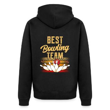 Best Bowling Team Hobby Team Bowling Bowler - Unisex Premium Organic Zip Hoodie - black - Back - Nico (187cm)