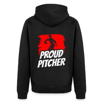 Stolzer Baseball Pitcher Spieler Werfer Hobby - Unisex Premium Bio Zip Hoodie - Schwarz - Hinten - Nico (187cm)