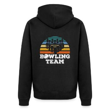 Bowling Team Hobby Bowler Mannschaft - Unisex Premium Bio Zip Hoodie - Schwarz - Hinten - Nico (187cm)