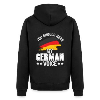 Vous devriez entendre ma voix allemande allemande - Veste à capuche bio Premium Unisexe - noir - Dos - Nico (187cm)