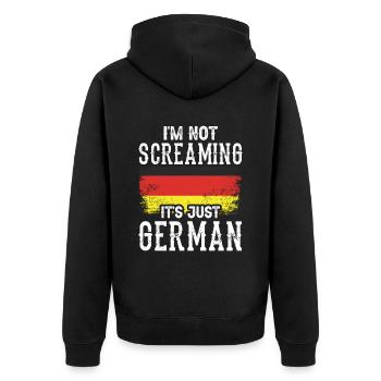 I don't scream it's just German Germany - Unisex Premium Organic Zip Hoodie - black - Back - Nico (187cm)