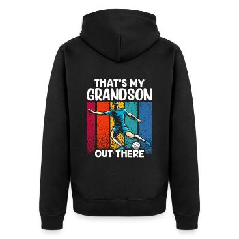 Das Ist Mein Enkel Da Draußen Fußball Sport Hobby - Unisex Premium Bio Zip Hoodie - Schwarz - Hinten - Nico (187cm)