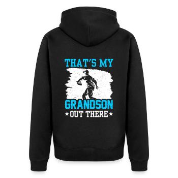 Das Ist Mein Enkel Da Draußen Beim Baseball Sport - Unisex Premium Bio Zip Hoodie - Schwarz - Hinten - Nico (187cm)