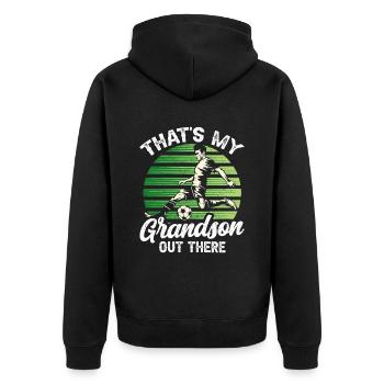 C’est mon petit-fils là-bas passe-temps sportif de football - Veste à capuche bio Premium Unisexe - noir - Dos - Nico (187cm)