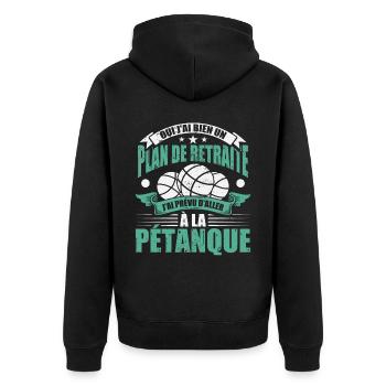 Pétanque et Boccia Cadeau - Veste à capuche bio Premium Unisexe - noir - Dos - Nico (187cm)