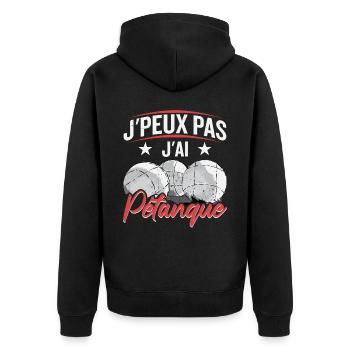 Boccia Pétanque Bouliste Cadeau - Veste à capuche bio Premium Unisexe - noir - Dos - Nico (187cm)