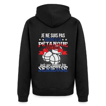 Pétanque Accessoire Boccia Cadeau Bouliste - Veste à capuche bio Premium Unisexe - noir - Dos - Nico (187cm)