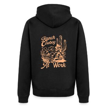 Rodeo Cowboy Works - Unisex Premium Organic Zip Hoodie - black - Back - Nico (187cm)