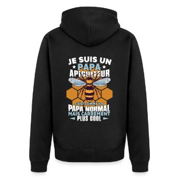 Papa | Abeilles | Apiculteur | Apicole - Veste à capuche bio Premium Unisexe - noir - Dos - Nico (187cm)