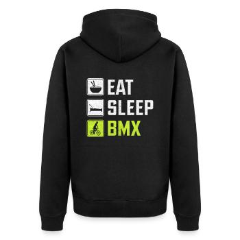 Eat Sleep Bmx Bycycle - Unisex Premium Bio Zip Hoodie - Schwarz - Hinten - Nico (187cm)