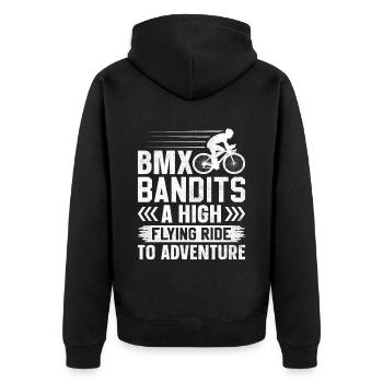 Bmx Bandits A high-flying ride into adventure - Unisex Premium Organic Zip Hoodie - black - Back - Nico (187cm)