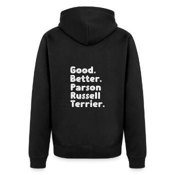 Parson Russell Terrier - Unisex Premium Organic Zip Hoodie - black - Back - Nico (187cm)