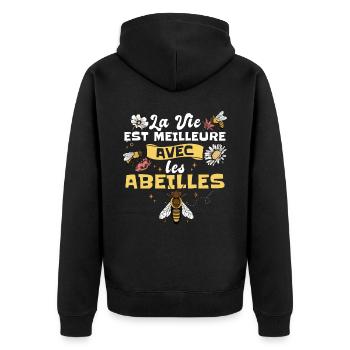 Dicton Abeilles Apicole Apiculture - Veste à capuche bio Premium Unisexe - noir - Dos - Nico (187cm)