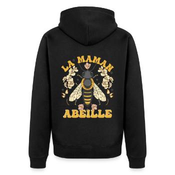 La Maman Abeille - Veste à capuche bio Premium Unisexe - noir - Dos - Nico (187cm)