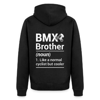 Bmx-Bruder Wie Ein Normaler Radfahrer, Aber Cooler - Unisex Premium Bio Zip Hoodie - Schwarz - Hinten - Nico (187cm)