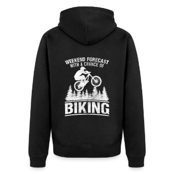 Wochenendvorhersage Mit Einer Chance Auf - Unisex Premium Bio Zip Hoodie - Schwarz - Hinten - Nico (187cm)