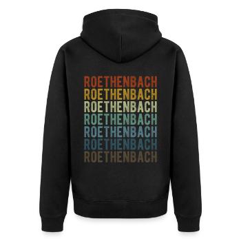 Roethenbach Stadt Retro Vintage - Unisex Premium Organic Zip Hoodie - black - Back - Nico (187cm)