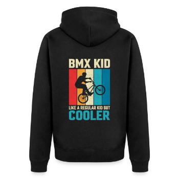 Vintage BMX Kind Wie Ein Normales Kind Aber - Unisex Premium Bio Zip Hoodie - Schwarz - Hinten - Nico (187cm)