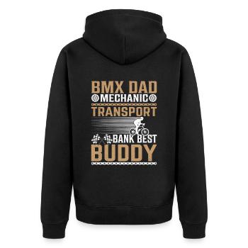 Vintage BMX Dad Mechaniker Bester Kumpel - Unisex Premium Bio Zip Hoodie - Schwarz - Hinten - Nico (187cm)