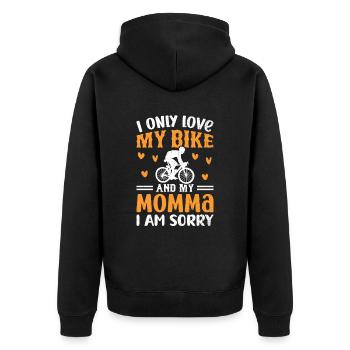 Ich Liebe Nur Mein Fahrrad Radfahrer Radfahren - Unisex Premium Bio Zip Hoodie - Schwarz - Hinten - Nico (187cm)