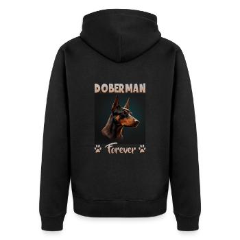 Hunde Spruch Doberman Design für Hundeliebhaber - Unisex Premium Bio Zip Hoodie - Schwarz - Hinten - Nico (187cm)
