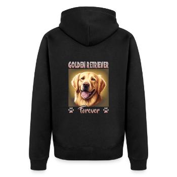 Hunde Spruch Golden Retriever Design - Unisex Premium Bio Zip Hoodie - Schwarz - Hinten - Nico (187cm)