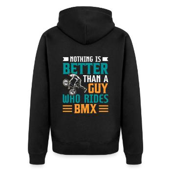 Lustig Ein Kerl, Der Bmx Fahrrad Fährt Reiten - Unisex Premium Bio Zip Hoodie - Schwarz - Hinten - Nico (187cm)