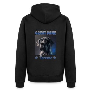 Hunde Spruch Deutsche Dogge für Hundeliebhaber - Unisex Premium Bio Zip Hoodie - Schwarz - Hinten - Nico (187cm)