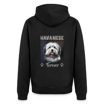 Hunde Spruch Havaneser Design für Hundeliebhaber - Unisex Premium Bio Zip Hoodie - Schwarz - Hinten - Nico (187cm)